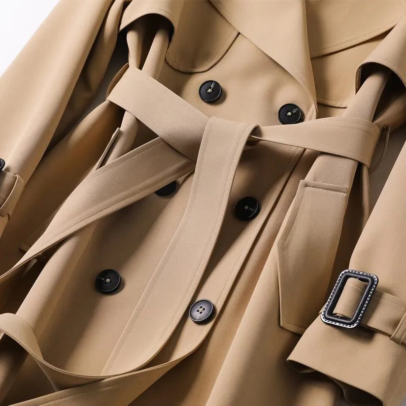 Manteau Mi-Long Femme – Coupe-Vent Style Britannique, Décontracté et Moderne – Image 9