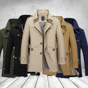 Veste Trench Homme – Style Affaires et Loisir, Simple Boutonnage