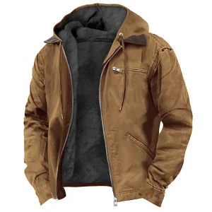 Veste à Capuche Homme Hiver – Chaude et Doublée Polaire