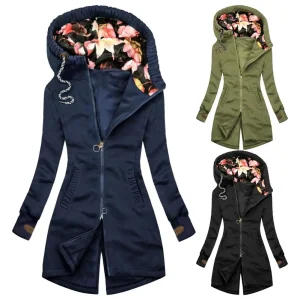 Veste Mi-Longue à Capuche Femme – Style Décontracté Automne