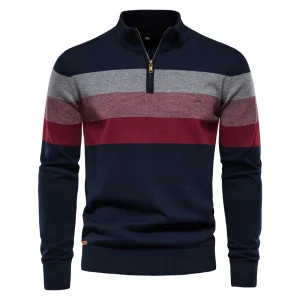 Pull Homme Col Montant – Coton Chaud Hiver Décontracté